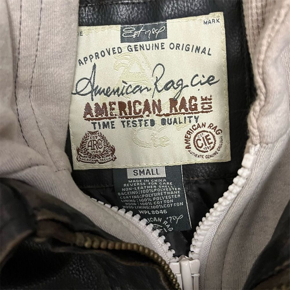 AMERICAN RAG  Black Motorcycle Jacket with Hoodie Size S - Picture 2 of 4
